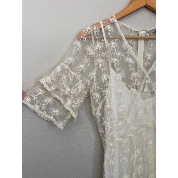 AllSaints Lula Nisha Sheer Embroidered Dress Size 2 - Picture 10 of 12